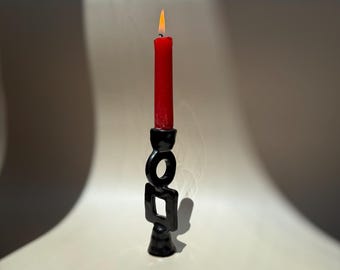 Black Candlestick Holder: Handmade