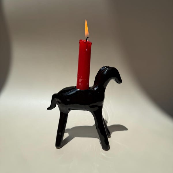 Ceramic Horse Candlestick Holder