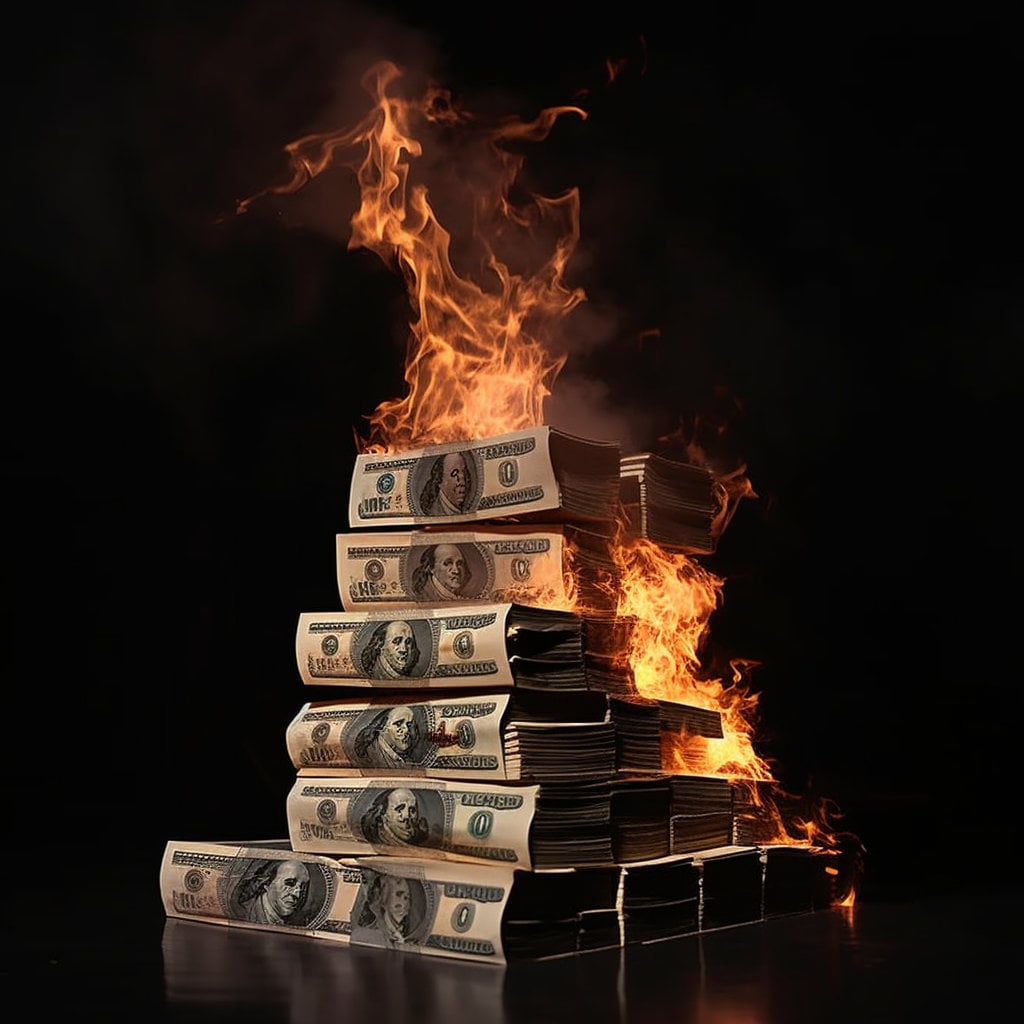 Burning Money STACK of Money 100 Dollar Bill Png Money - Etsy