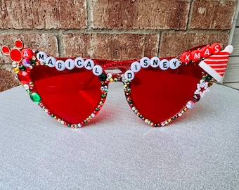 Custom DISNEY Rhinestone “A Magical Disney XMAS” Sunglasses|Disney Christmas| Sunnies | Christmas Gift| Sparkly| Bejeweled| Holiday Trip