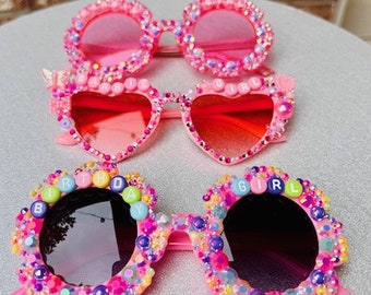 Custom Kid-Sized Rhinestone Sunnies| Sized for Kids 2-7 |Birthday Girl | Taylor Swift| Barbie Girl |Sparkle| Swiftie| Toddler Sunglasses