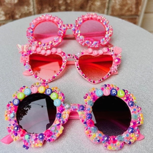 Custom Kid-Sized Rhinestone Sunnies| Sized for Kids 3-6 | Birthday Girl | Taylor Swift| Barbie Girl |Sparkle| Swiftie| Toddler Sunglasses