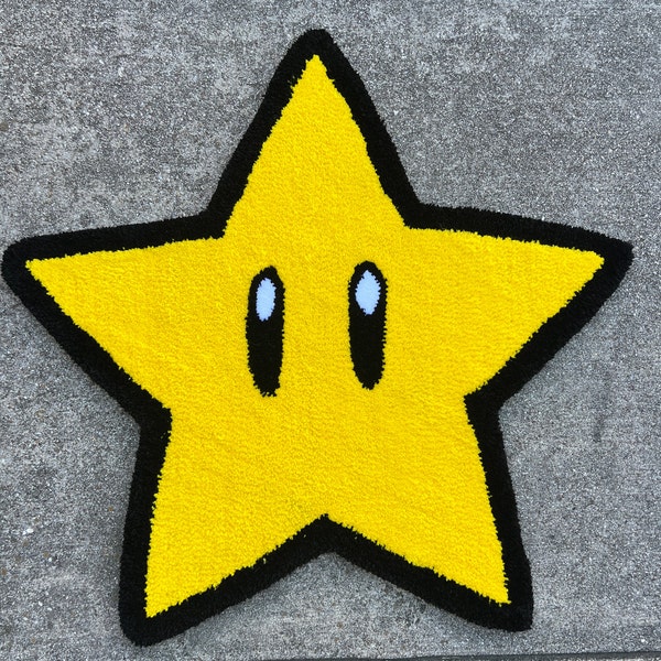 Tufted Mario Super Star Rug (100% handmade)