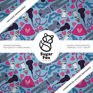 SonoLove Seamless Pattern 300 DPI PNG Download instantâneo para papel digital, vinil, design de superfície de tecido 12x12 Sonograph Ultrasound Medical