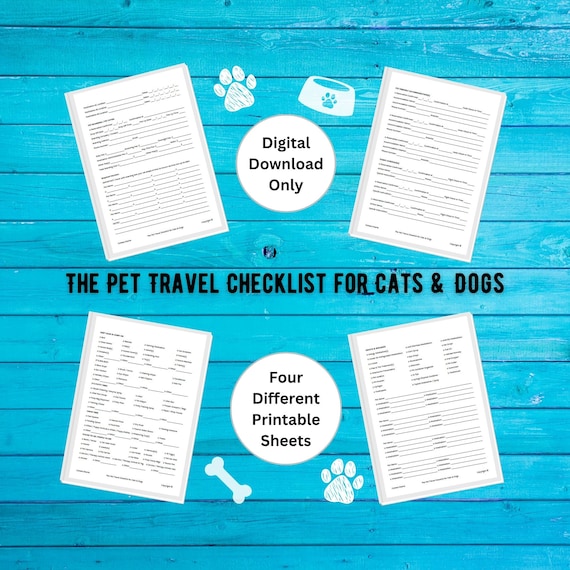 The Pet Travel Checklist for Cats & Dogs Detailed Travel Etsy