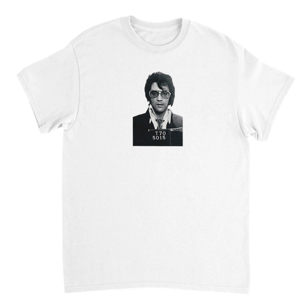 Mugshot Elvis Presley 1970 Heavyweight Cotton T-shirt - Etsy Mugshot Elvis Presley 1970 Heavyweight Cotton T-shirt - Etsy