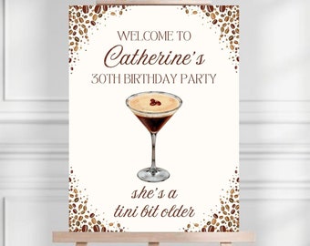 Placa de boas-vindas de aniversário com Espresso Martini: Um pouco mais velho (PDF para impressão)