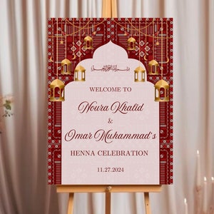 Henna Night Sign, Henna Celebration Sign, Tatreez Henna Sign, Henna Board, Arab Henna Party Sign, Middle Eastern Henna Welcome Sign