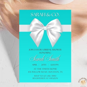 Tiffany and Co. Inspired Bridal Shower Invite, Breakfast at Tiffanys Bridal Shower, Tiffanys Themed Bridal Shower Evite, Personalizable