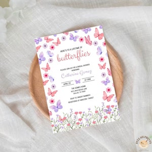 Voici une invitation pour une douche nuptiale papillons, il me donne une invitation pour une douche nuptiale, une invitation pour une douche nuptiale sur le thème des papillons