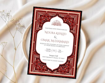Palestinian Henna Invitation, Arab Henna Night Invite, Traditional Palestinian Tatreez Henna Invitation, Henna Celebration Card