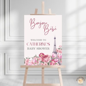 Bonjour Bebe Sign, Bonjour Bebe Welcome Sign, Bonjour Bebe Baby Shower, Paris Baby Shower Theme, Parisian Baby Shower Sign