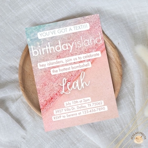 Invitación a fiesta de cumpleaños temática de Love Island, invitación a Birthdayisland, invitación a Love Island, fiesta temática de Love Island, Love Island Evite,