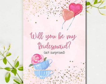 Pink Bridesmaid Proposal Card Template (Digital Download)