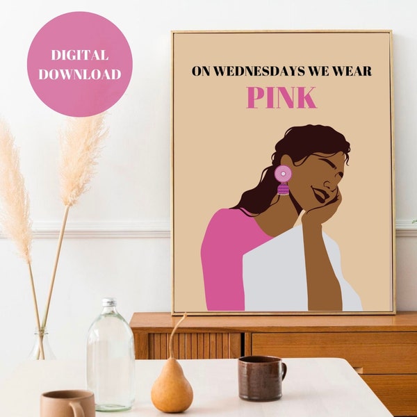 Desi Art, On Wednesdays We Wear Pink, Indian Girl Art, Mean Girls Inspired Desi Wall Art, South Asian Woman Art, Mean Girls Print, Desi Girl