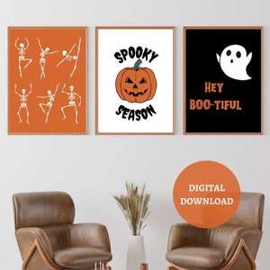 Halloween Wall Prints Set of 3, Halloween Prints, DIGITAL DOWNLOAD, Spooky Season Print, Halloween Wall Decor, Halloween Wall Art