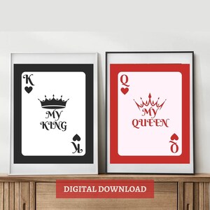 King and Queen Deck of Cards Print, Trendy Deck of Cards Print, Valentines Day Print, King of Hearts, Queen of Hearts, Deck of Cards Poster