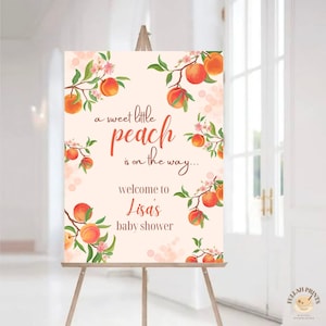 A Sweet Little Peach Is On The Way Sign, Peach Baby Shower Sign, Baby Shower Welcome Sign, Fruit Themed Baby Shower Sign, Baby Shower Board