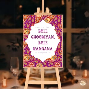 Bole Choodiyan Bole Kangana Sign: Mehndi & Dholki Decor (digital nedladdning)
