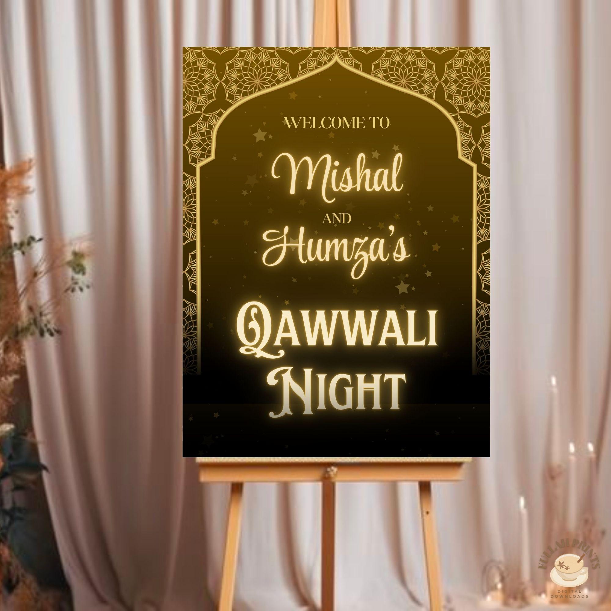 Qawwali Night Welcome Sign, Black and Gold Qawali Night Sign, Pakistani  Qawalli Night Decor, Traditional Qawwali Party Sign, Qawwali Night