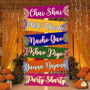 Jewel Tones Mehndi Arrow Signs, Printable Dholki Signs, Quirky Mehndi Signs, Mehndi Dholki Decor, Desi Decor, Peacock Mehndi Signs