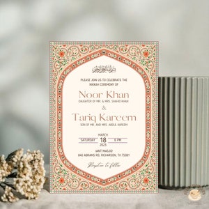 Mughal Nikkah Invitation: Elegant Islamic Wedding Invite (Digital & Editable) image 4