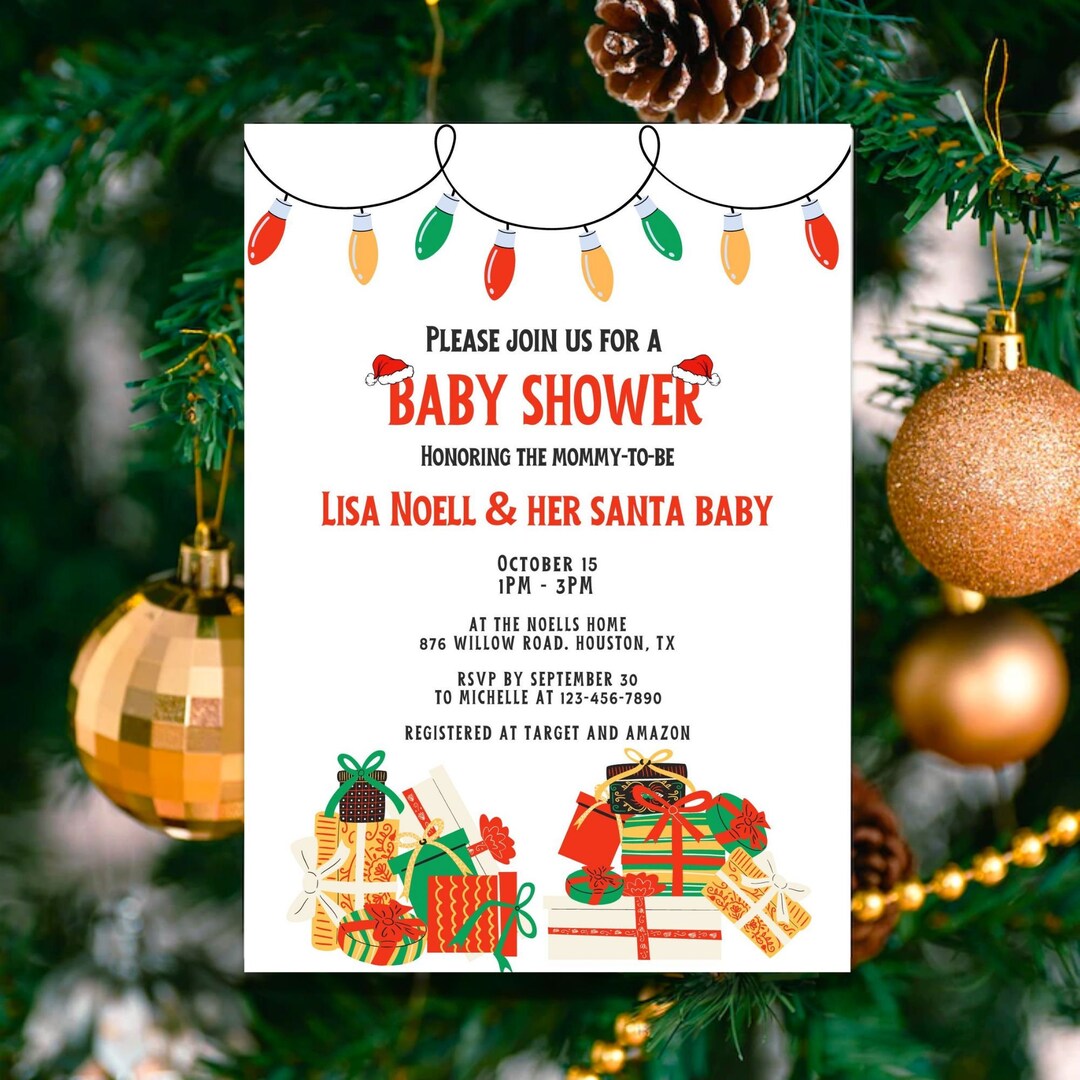 Christmas Baby Shower Invitation Template: Santa Baby Theme (digital ...