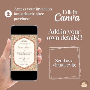 Mughal Nikkah Invitation: Elegant Islamic Wedding Invite (Digital & Editable) image 3