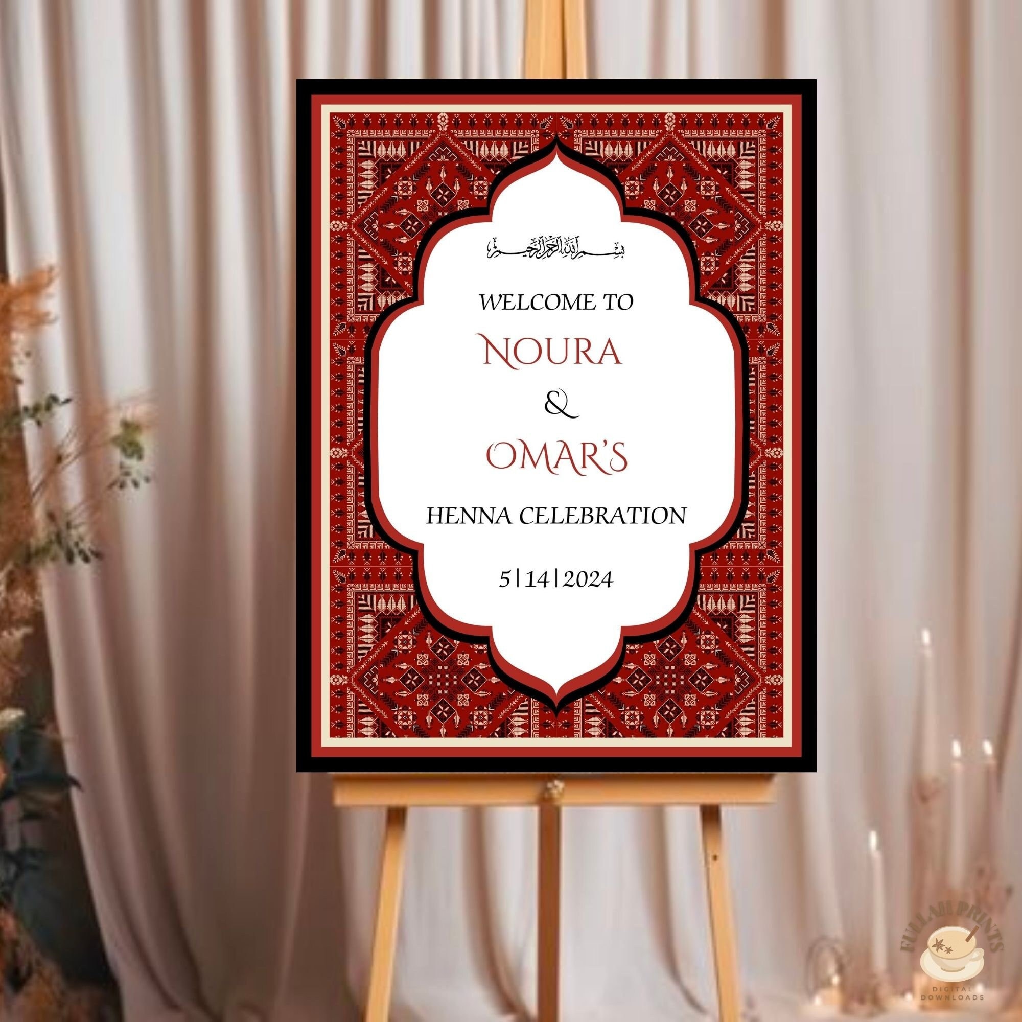 Palestinian Henna Night Sign, Henna Celebration Sign, Palestinian Tatreez Henna Sign, Henna Board, Arab Henna Party Sign