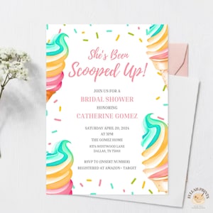 She&#39;s Been Scooped Up Bridal Shower Invitation, Bridal Shower Invite Template, Ice Cream Bridal Shower, Shes Been Scooped Up Bridal Theme