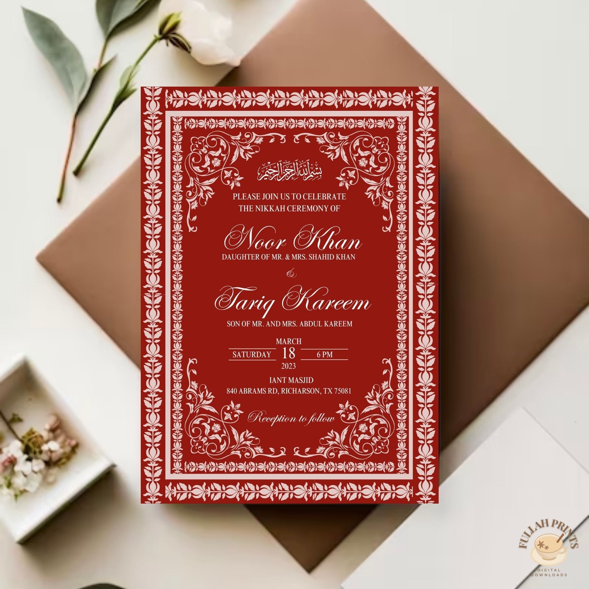 Red Elegant Nikkah Invitation Maroon Nikkah Invite Nikkah Invitation Red Elegant Nikkah Invitation Maroon Nikkah Invite Nikkah Invitation