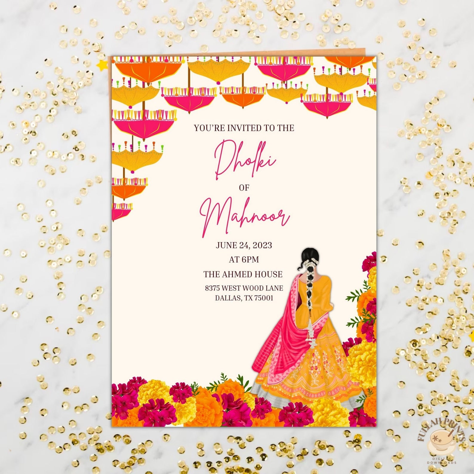 Dholki Invitation Template, Mayoun Invite, Dholki Invitation With Hand Dholki Invitation Template, Mayoun Invite, Dholki Invitation With Hand