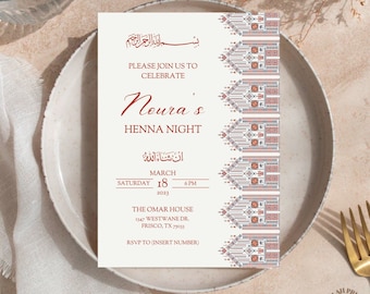 Henna Night Invitation, Palestinian Tatreez Invitation, Henna Invite, Henna Digital Invite, Arab Party Invitation