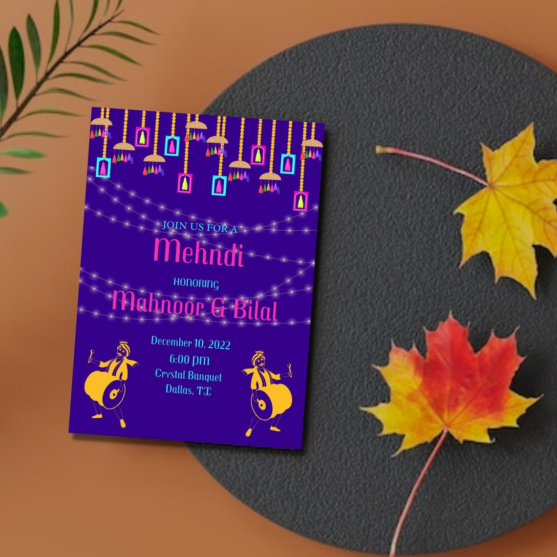 Editable Mehndi Invitation Template Purple Mehndi Invitation Etsy