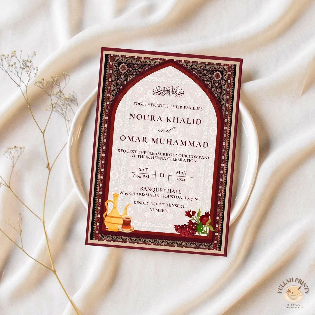 Henna Invitation Template, Arab Henna Night Invite, Traditional Palestinian Henna Invitation ...