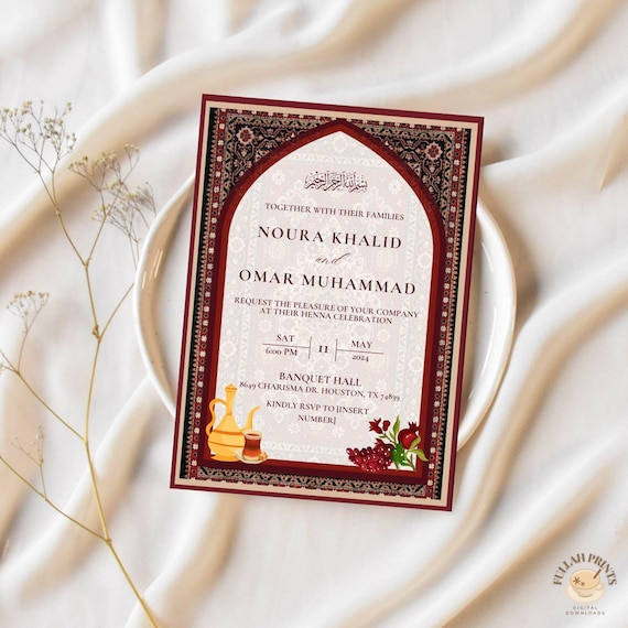 Palestinian Henna Invitation Template: Arab Celebration (Digital Download)