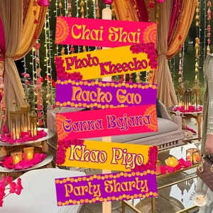 Bright and Colorful Mehndi Arrow Signs, Printable Dholki Signs, Quirky Mehndi Signs, Mehndi Dholki Decor, Desi Decor, Fun Desi Sayings