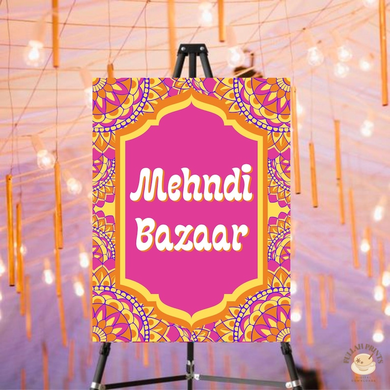 Bazaar Lettering Mehndi Bazaar Sign: Desi Party Decor (digital Download) - Etsy