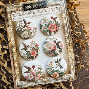 Kolibrie canvas flair knoppen, Hummingbird Junk Journaling, Floral Junk Journaling, Scrapbooking, Kaarten maken, Junk Journal Hummingbirds
