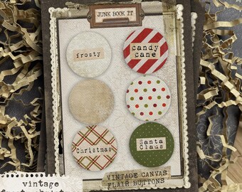Vintage Frosty Christmas Buttons, Winter Junk Journaling, Christmas Junk Journaling, Santa Card Making, Christmas Embellishments, Santa