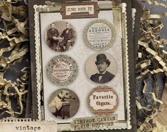 New York Brewery Canvas Flair Buttons, Vintage Man Photograph Junk Journaling, Gentlemen Photograph Junk Journaling, Masculine Junk Journal