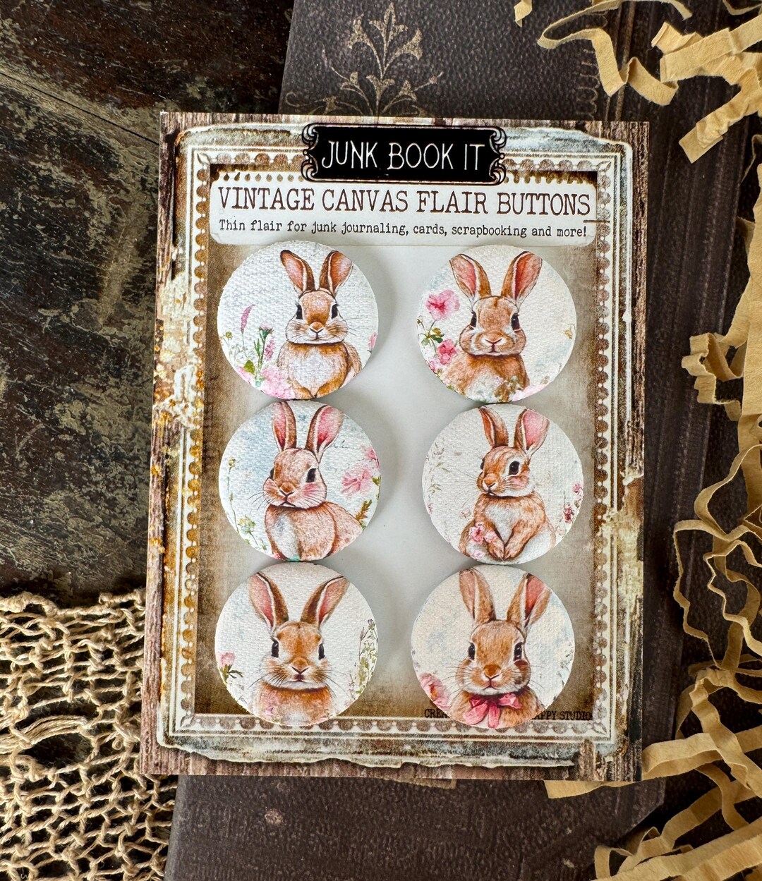Easter Rabbit Canvas Flair Buttons, Easter Bunny Junk Journaling ...