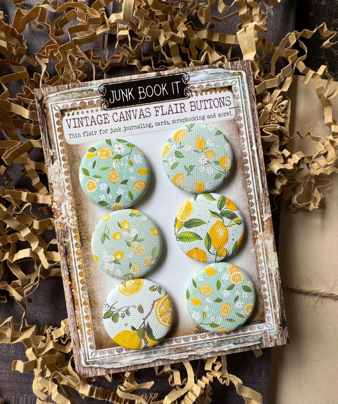 Lemon Summer Canvas Flair Buttons, Lemon Junk Journaling, Lemon ...