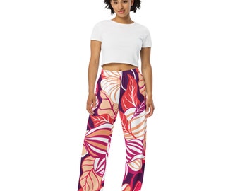 The Island Life All-over print unisex wide-leg pants, Lounge Beach Pajama Pants