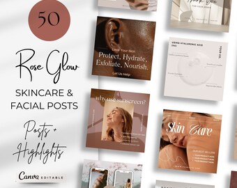 Editable Canva Esthetician Instagram Templates, Canva Skincare Social Media, Dermatologist Posts, Skincare Coach Instagram Post
