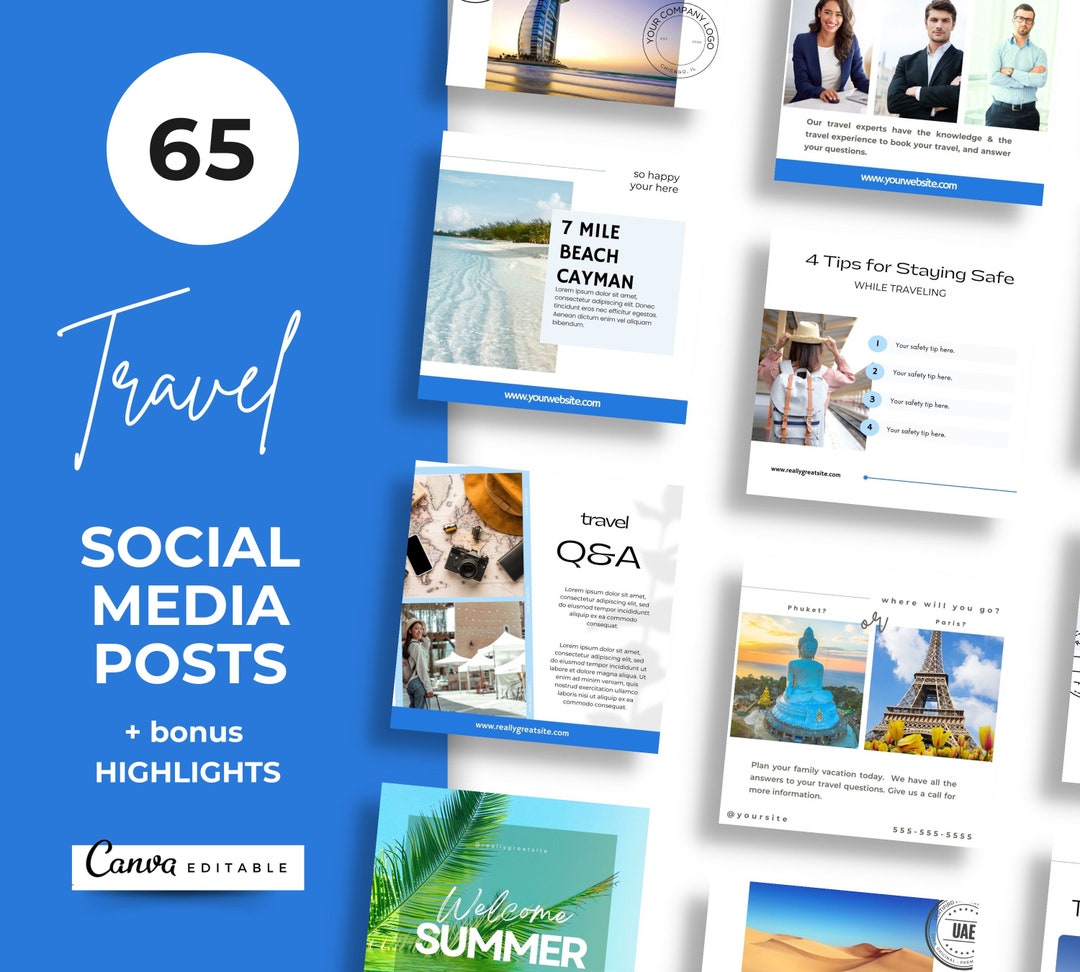 Travel Agent Instagram Post Template, Canva Social Media Post Templates ...