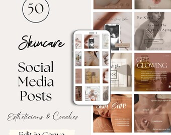 Esthetician Instagram Templates, Editable Canva Skincare Social Media, Dermatologists Instagram Posts, Esthetician Posts, Canva Templates
