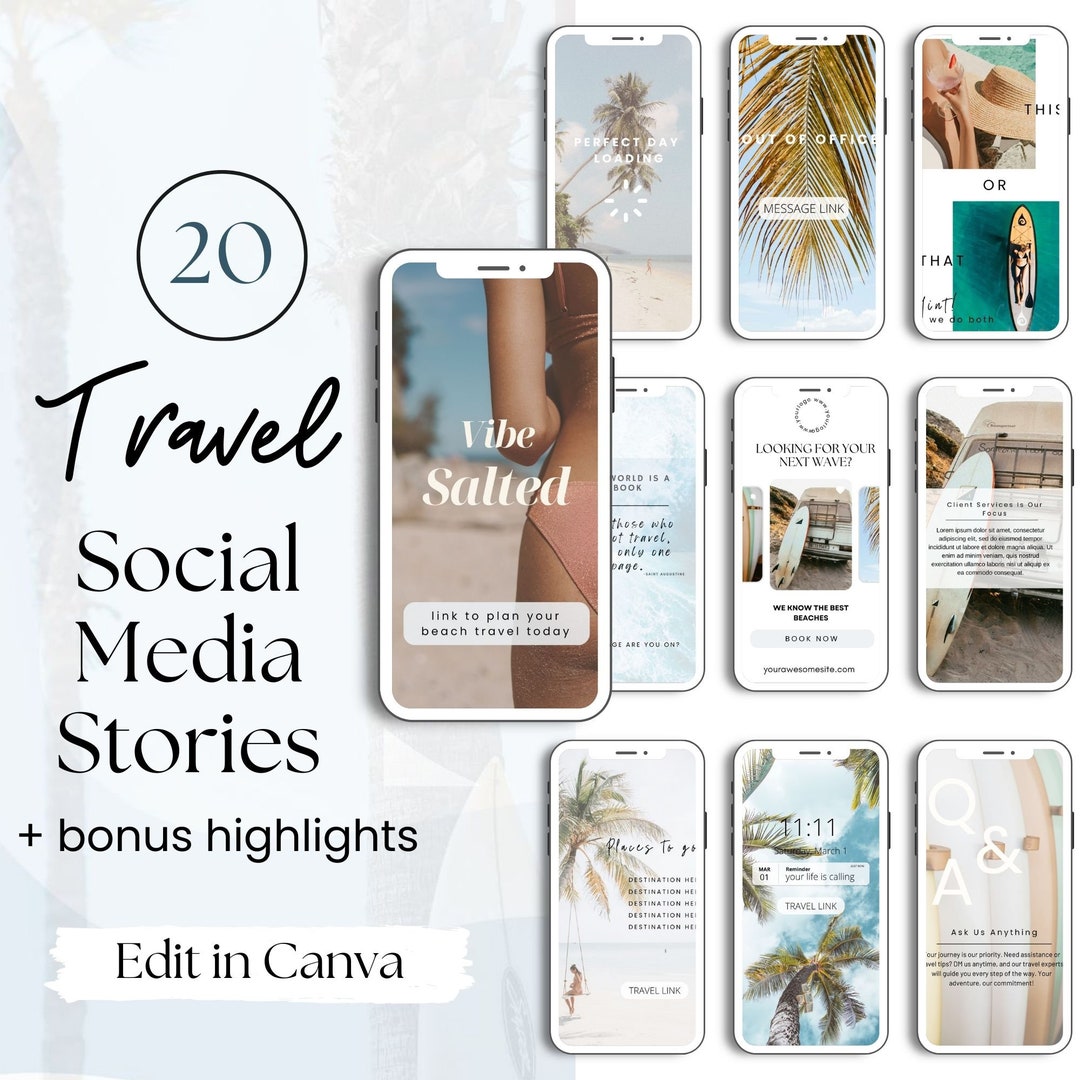 Travel Agent Instagram Story Templates, Canva Social Media Templates ...