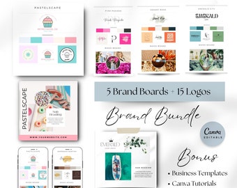 DIY Canva Branding Social Media Template, Logo Kit, Business Branding Template, Editable Brand Boards, DIY Logo Design, Mood Board