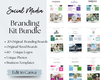 Modello di social media di branding Canva fai da te, kit logo, modello di branding aziendale, bacheche di marca modificabili, design del logo fai da te, moodboard